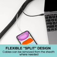 thumbnail image 4 of Cable Sleeve, 20ft - 1 inch Desk Cable Management Desk Cord Cover Organizer Wire Hider for Home Office Computer TV Wire Loom Tubing Pet Proof Cord Protector from Cat Dog Chewing, Black, 4 of 6