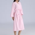 thumbnail image 2 of AherBiu Womens Robes Lightweight Long Sleeve V Neck Belted Bathrobes Comfy Knee Length Robe with Pockets, 2 of 4