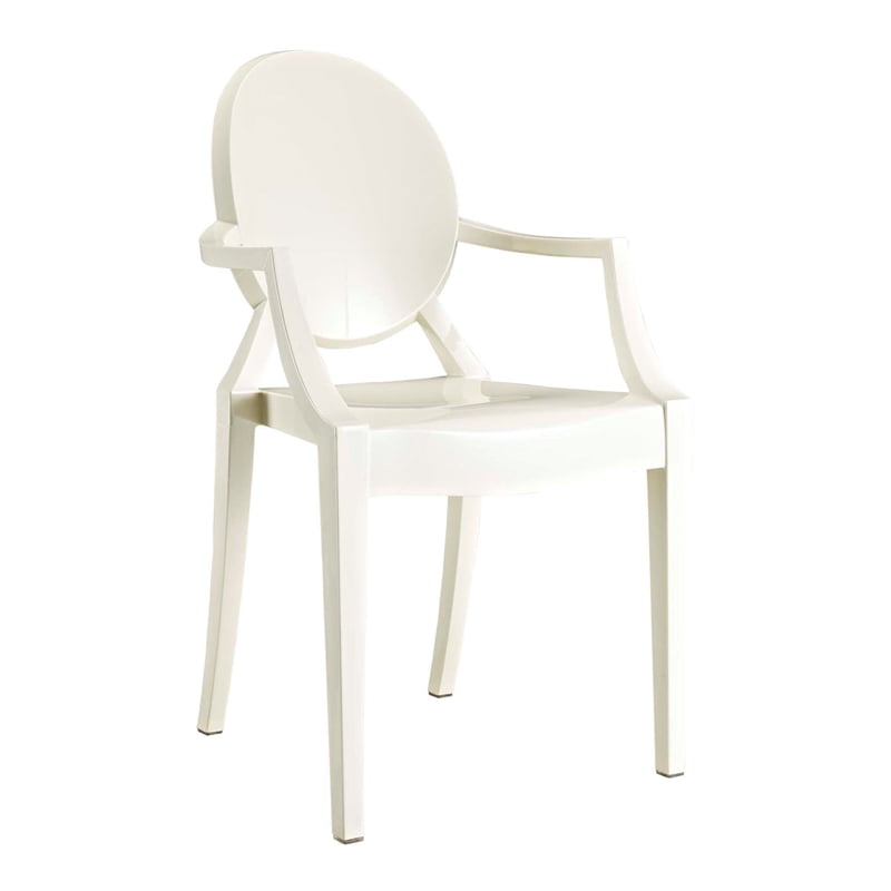Modway Casper Fauteuil de Salle à Manger Moderne en Plastique de 18,5 Pouces, Fini Blanc