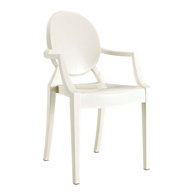 Modway Casper 18.5" Modern Plastic Dining Armchair, White Finish