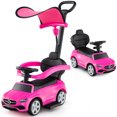 thumbnail image 1 of Gymax Voiture Pousse-Pousse 3-en-1 pour Tout-Petit avec Auvent Ajustable, Rangement sous le Siège, Sons Réalistes, Rose, 1 of 10