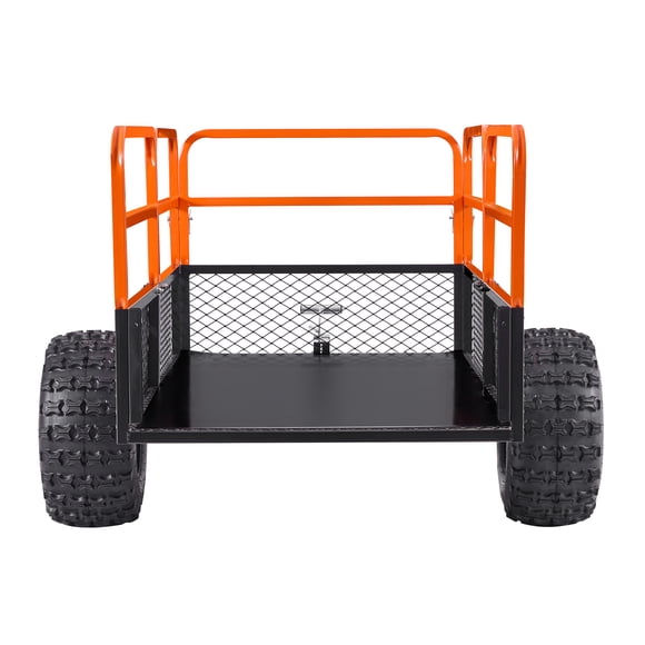 KFFKFF Remorque Utilitaire de Jardin, 28 Pi3 et 1800 Lb, Remorque pour VTT UTV, Remorques-Bennes en Acier à Remorquer derrière, Panneau Arrière Amovible, Remorques de Cour Robustes à Tirer derrière