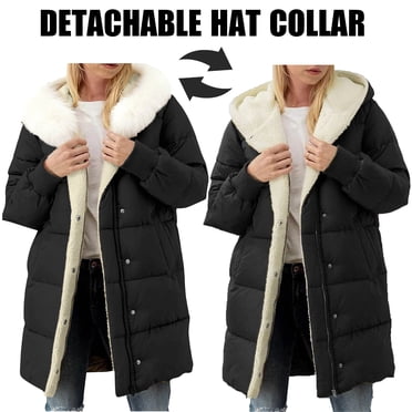 Miqool Manteau Long Matelassé pour Femmes, Épais, Doublé en Sherpa, à Capuche, Chaud, Manteau d'Hiver à Fermeture Éclair, Doudounes, Parka, Vêtement d'Extérieur