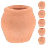 6pcs Mini Pots de fleurs en céramique 1 Pinceaux en argile pour plantes suctrices Petits pots en terre cuite pour jardin intérieur et extérieur Pots décoratifs pour pépinières