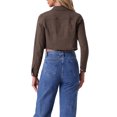 thumbnail image 4 of INSPIRE CHIC Women's Turn Down Frayed Button Down Spring Summer Washed Cropped Denim Jacket Coffee M, 4 of 7