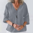 thumbnail image 2 of Women's Casual Cotton and Linen Cardigan with Three-Quarter Sleeves, Solid Color Multi-Color Lightweight Open Front Sweater, Perfect for Spring and Summer, Versatile Women’s Top, 2 of 6