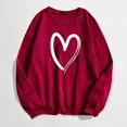 thumbnail image 1 of Bmisegm Mode Chandail Chaud pour Femmes Décontracté à Manches Longues Col Rond Doux T-Shirt Imprimé Cœur d'Amour Chandails d'Hiver pour Dames Hauts Chandail pour Femmes Rouge TTG, 1 of 5