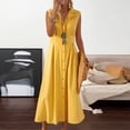 thumbnail image 2 of Amzcrzy Robes pour Femmes Couleur Unie Sans Manches Robes de Printemps Col en V à Boutons Robe d'Été Confortable Robe en Coton et Lin Tendance Col Rabattu Robes Maxi, 2 of 7