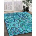 thumbnail image 3 of Ahgly Company Machine Washable Indoor Square Transitional Blue Area Rugs, 7' Square, 3 of 7