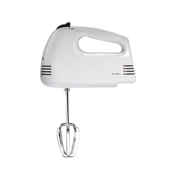 Proctor Silex Easy Mix 5-Speed Electric Hand Mixer with Bowl Rest, Compact and Lightweight, 100 Watts of Peak Power, White (62515G)