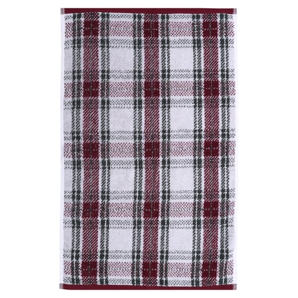 Période des fêtes Serviettes à mains jacquard 100 % coton, motif à carreaux, ensemble de 2, 16 x 26 po
