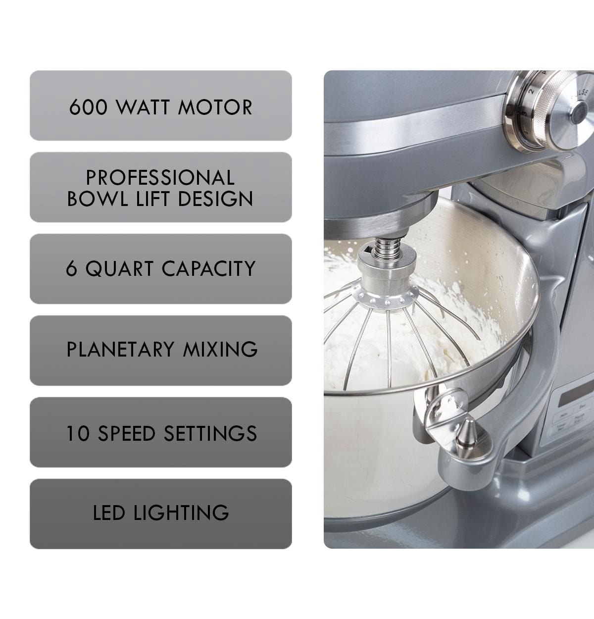 Kenmore Elite 6-Qt Bowl-Lift Stand Mixer with Timer, Powerful Motor for Baking & Cooking, Stainless Steel