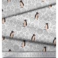 thumbnail image 2 of Soimoi Polyester Crepe Fabric Floral & Penguin Ocean Print Fabric by The Yard 52 Inch Wide, 2 of 3