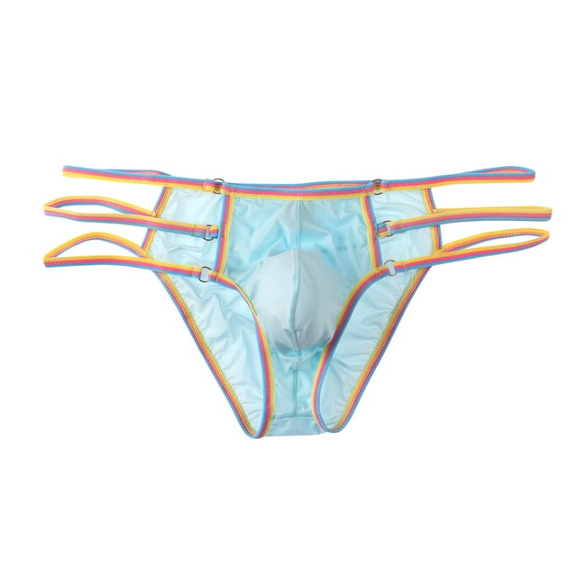 Penkiiy String Transparent pour Hommes g-Strings Bikini sous-Vêtements Maille Transparente String pour Homme P Bleu Pâle