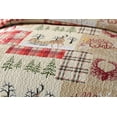 thumbnail image 4 of MarCielo Rustic Lodge Deer Christmas Quilt Quilted Bedspread Queen Size Red, 4 of 6
