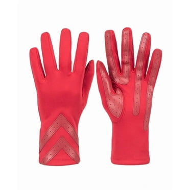 isotoner Women's Spandex Gloves with Chevron Detail - A30106 (Chili, L/XL)
