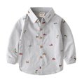 thumbnail image 1 of Qudderr Chemise Boutonnée pour Garçons 2-7T pour Enfants Bébé Manches Longues Chemises Habillées pour Garçons Imprimé Intégral Dessin Animé Hauts Décontractés Blouse de Printemps Automne pour Tout-Petits Vêtements pour Garçons, 1 of 9