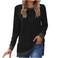 thumbnail image 1 of Pisexur Sweats à Manches Longues pour Femmes Couleur Bloc Col Rond T-shirts Décontractés Blouses Sweatshirts Tuniques avec Poche, 1 of 4