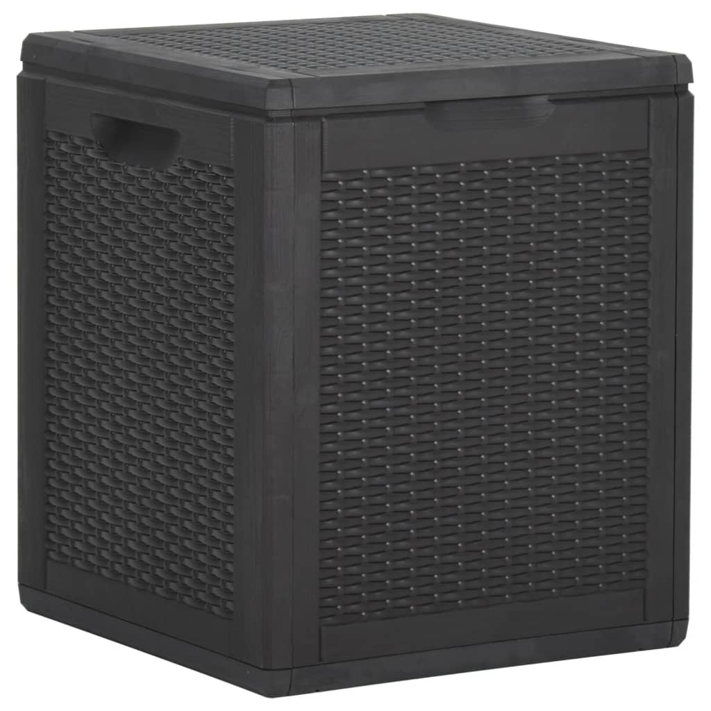 vidaXL Coffre de Rangement de Jardin 90 L Noir en Rotin PP