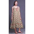 thumbnail image 3 of Bimba Chemises de Nuit en Coton Imprimé Pêche Foncée Feuilles Florales et Roses pour Femmes Robe Sans Manches Tenue de Nuit Robe Maxi Très Grande, 3 of 6