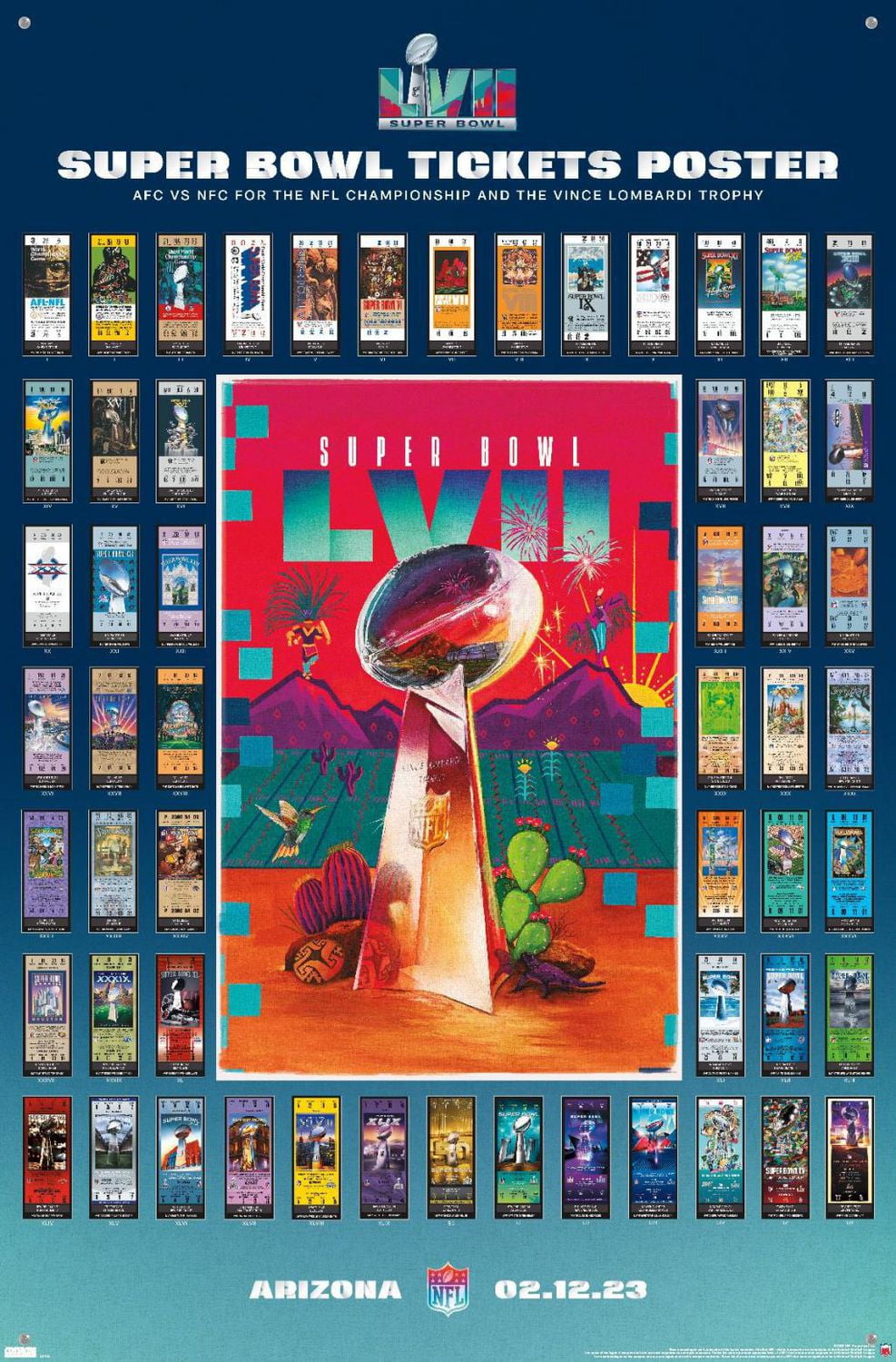 NFL League - Super Bowl LVII Ticket Collage Wall Poster, 22.375" x 34"