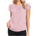 thumbnail image 2 of Chemises à Manches Courtes pour Femmes Chemisier en Chiffon Uni à Manches Courtes Col Rond Chemise Décontractée Blouse à Manches Courtes pour Femmes Blouses à Manches Courtes pour Femmes Hauts à Manches Courtes pour Femmes, 2 of 7