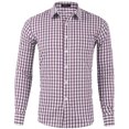 thumbnail image 1 of Pompotops Homme Automne Décontracté Coupe Ajustée Manches Longues Col Rabattu à Carreaux Haut Blouse Chemise en Solde, 1 of 3