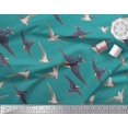 thumbnail image 3 of Soimoi Green polyester Crepe Fabric Flying Woodpecker Bird Print Sewing Fabric Yard 52 Inch Wide, 3 of 3
