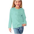 thumbnail image 4 of MeetoTime Girls Long Sleeve Tops Crewneck Solid Color Dressy Tunic Tops Children's Pullover Undershirt, 4 of 5