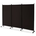 thumbnail image 1 of Costway 3-Panel Folding Room Divider 6Ft Rolling Privacy Screen withLockable Wheels Brown, 1 of 9