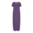 thumbnail image 3 of Annhoo Robes d'Été Grande Taille pour Femmes Col Rond Manches Courtes Robe Maxi Décontractée Ample Couleur Unie Longue Robe, 3 of 5