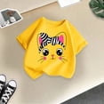 thumbnail image 5 of PMVFHDE Hauts d'Été pour Fille Hauts d'Été pour Filles T-Shirts pour Fille T-Shirts Graphiques Ensembles de Shorts et Hauts pour Filles T-Shirt Graphique à Col Rond à Manches Courtes pour Fille T-Shirt d'Été Jaune, 5-6 Ans, 5 of 5