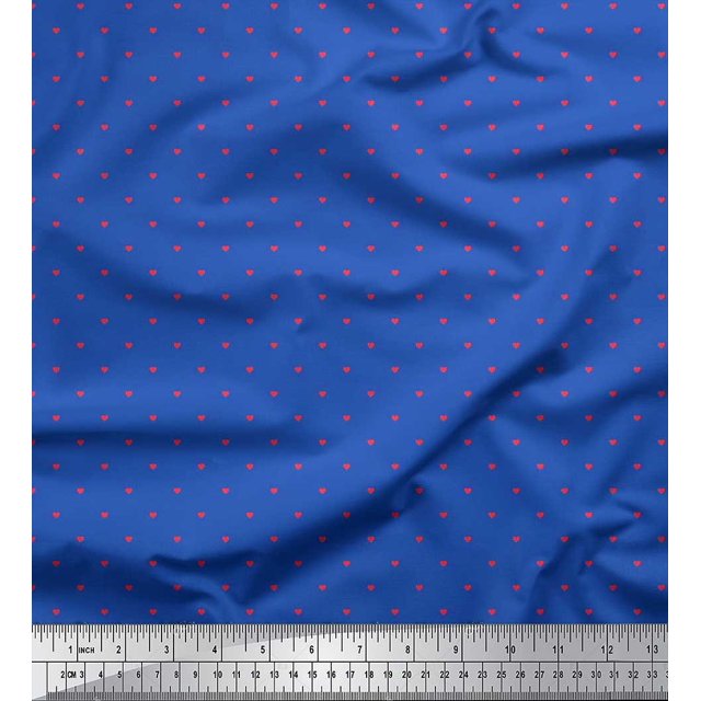 Soimoi Silk Fabric Heart Shirting Printed Fabric 1 Yard 42 Inch Wide