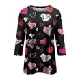 thumbnail image 4 of Vente Chaude!! T-Shirts de la Saint-Valentin pour Femmes Grande Taille à Manches 3/4, Chemise de Printemps, Tunique à Col Rond, Tenues Douces de la Saint-Valentin, Rose Vif + m, 4 of 4