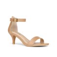 thumbnail image 1 of BLISSFUL STEP Sandales pour Femmes à Talon Kitten à Bride Cheville à Bout Ouvert Nude 10, 1 of 7