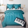 thumbnail image 1 of Piano Key 7 Piece Comforter Set Full Bed in a Bag,Musical Notes Bedding Sets Black and White Musical Instruments Sheet Set with Comforter,Fashion Pop Music Bed Set, 1 of 6