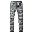 thumbnail image 1 of SHIXIAOO Mens Stretch Slim Fit Jeans Ripped Distressed Straight Leg Denim Pants Stretch Motorcycle Jeans Trousers, 1 of 5