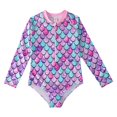 thumbnail image 1 of Kid Girls Bathing Suits Rash Guard Ruffle Floral Pattern Sun Protection Long Sleeve Bathing Suit for Girls 4-5 Years, 1 of 3