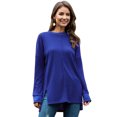 thumbnail image 1 of Innerwin Tee Col Rond T-shirt Femme Quotidien Couleur Unie T-shirt Ample Bleu P, 1 of 4