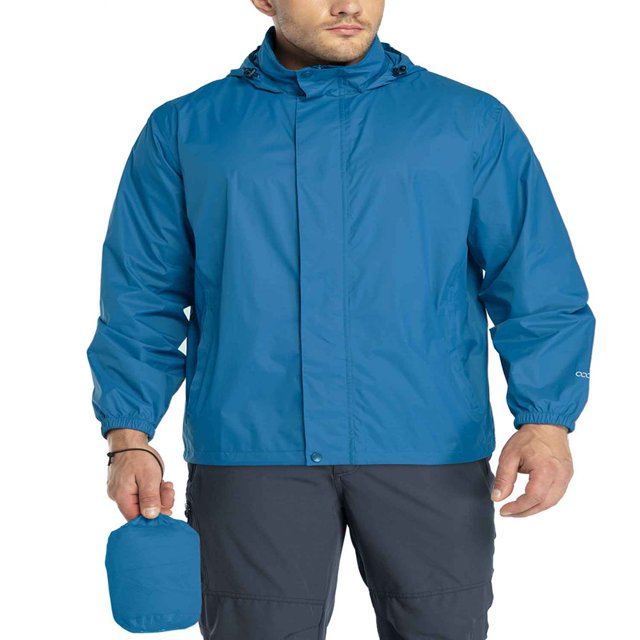 33 000ft Men‘s Packable Rain Jacket Hooded Lightweight Waterproof Rain Shell Jacket Raincoat for Hiking Golf Cycling