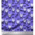 thumbnail image 1 of Soimoi Purple polyester Crepe Fabric Bow & Cat Face Kids Printed Fabric 1 Yard 52 Inch Wide, 1 of 3