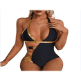 thumbnail image 1 of Maillot de Bain une Pièce pour Femme d'Été, Ajouré, Patchwork, Sans Manches, Tenue de Plage, 1 of 5