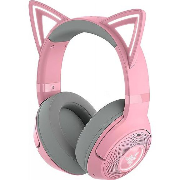 Razer Kraken Kitty V2 BT Wireless RGB Headset: Chroma RGB Kitty Ears & Earcups - Bluetooth 5.2-40 mm Drivers - Noise-Cancelling Mics - Lightweight - 40 Hr Battery w/Type C Charging - Q
