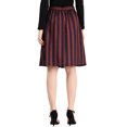thumbnail image 3 of Unique Bargains Jupe Midi Évasée à Rayures pour Femme, Boutonnée devant, Dos Élastique, 3 of 7