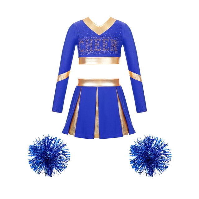 Aislor Uniforme de Cheerleading pour Filles Enfants Tenues de Cheer Patchwork Métallique Costume de Compétition Performance C02 10