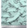 thumbnail image 1 of Soimoi Green Heavy Satin Fabric Branch & Bird Text Print Fabric by Yard 54 Inch Wide, 1 of 5