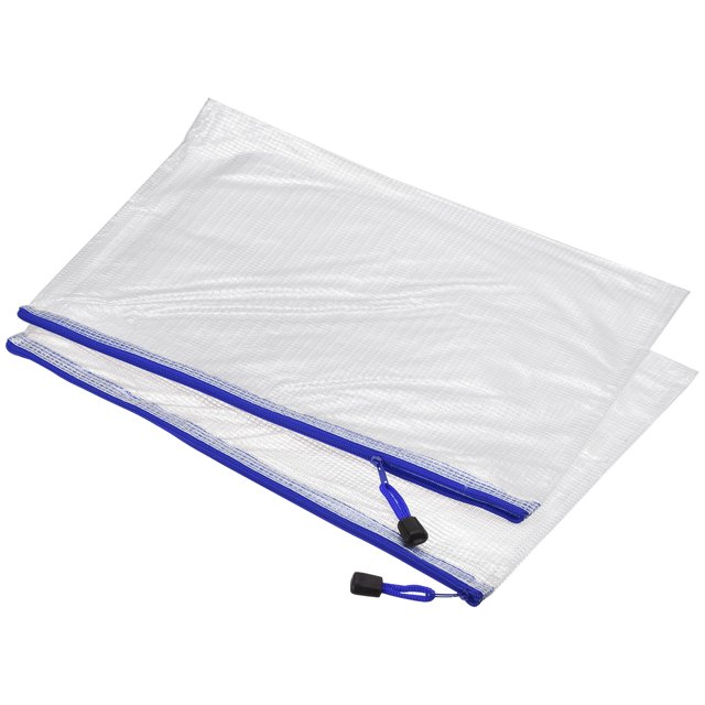 Unique Bargains A4 Zip File Pouch Document Folders Mesh Zipper Bags, Navy Blue, 12 Count, 12 Pack