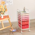 thumbnail image 2 of Costway 6 Drawer Rolling Storage Cart Scrapbook Paper Office Organizer Mixed Pink, 2 of 10