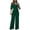 Green, variant on Jumpsuits for Women Woman Fashion Pockets Solid Color V-Neck Short Sleeve Jumpsuit Long Pants
