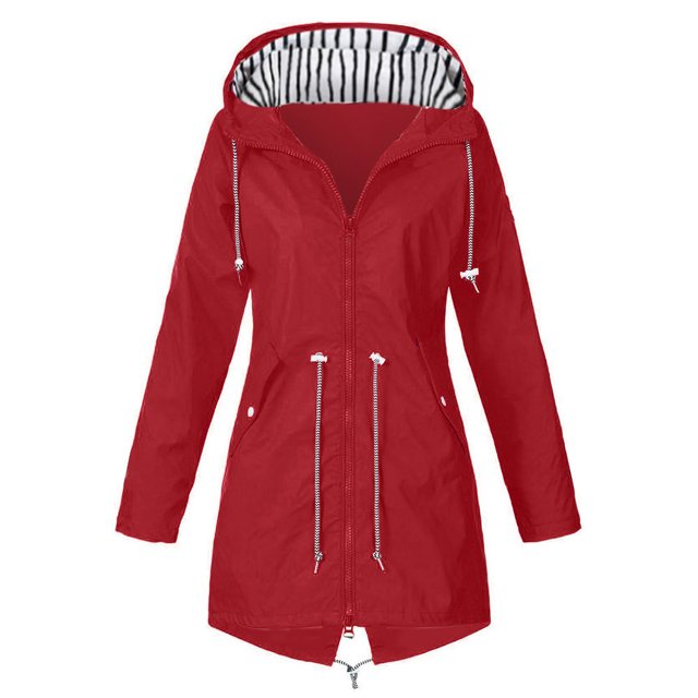 Kcodviy Imperméable Uni à Capuche Manteau d'Extérieur pour Temps Pluvieux Imperméable Coupe-Vent Veste pour Femmes Veste Simulée Vestes Manteau pour Femmes